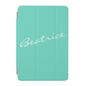 Simple Minimalist Script Name Mint Green Custom iPad Mini Cover