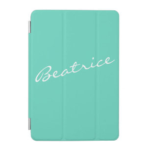 Simple Minimalist Script Name Mint Green Custom iPad Mini Cover