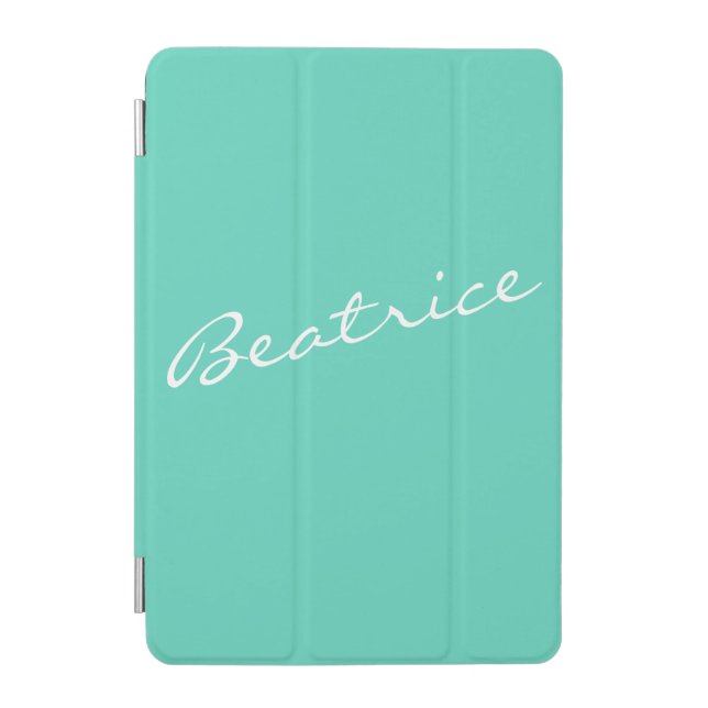 Simple Minimalist Script Name Mint Green Custom iPad Mini Cover (Front)