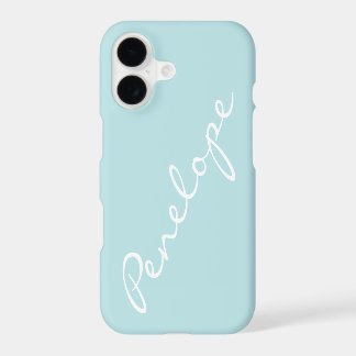 Simple Minimalist Script Name Pastel Aqua Custom iPhone 17 Case