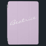 Simple Minimalist Script Name Pastel Lilac Custom iPad Air Cover<br><div class="desc">This stylish custom iPad case features a simple minimalist design of your name in a beautiful handwritten script lettering in white on a pastel purple lilac background. Great gift idea!</div>