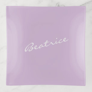 Simple Minimalist Script Name Pastel Lilac Custom Trinket Tray
