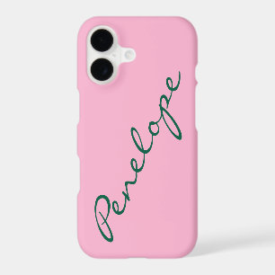 Simple Minimalist Script Name Pink Green Custom iPhone 17 Case