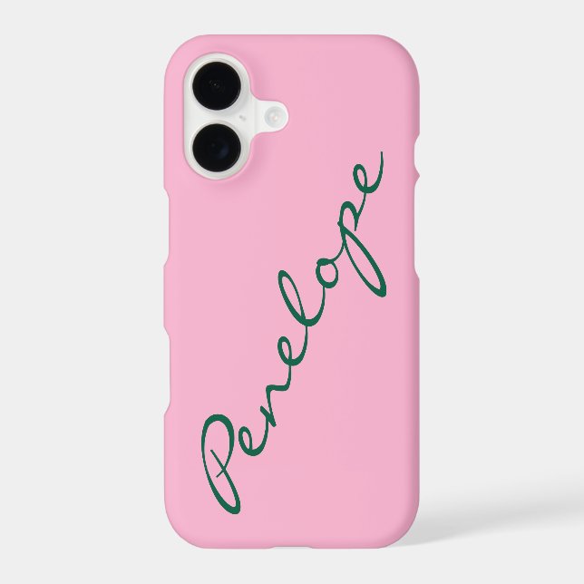 Simple Minimalist Script Name Pink Green Custom  Iphone Case (Back)
