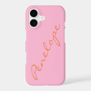 Simple Minimalist Script Name Pink Orange Custom iPhone 17 Case