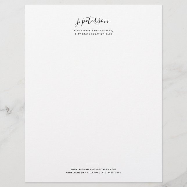 Simple Minimalist Script Name Professional Office Letterhead (Front)
