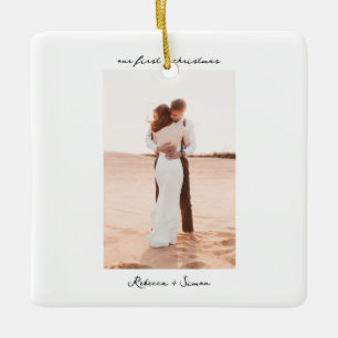 Simple Minimalist Script Photo Ceramic Ornament