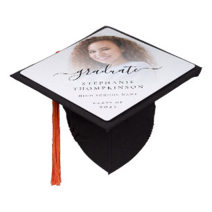 Simple Minimalist Script Photo Graduation Graduation Cap Topper