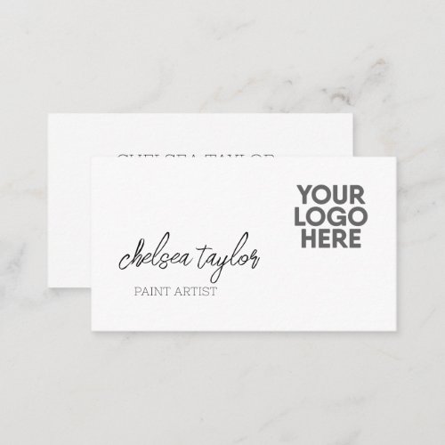 Simple Minimalist Script Professional Add Logo  Business Card