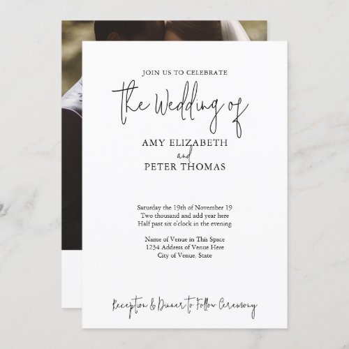 Simple Minimalist Script _ QR _ BW Wedding Photo Invitation