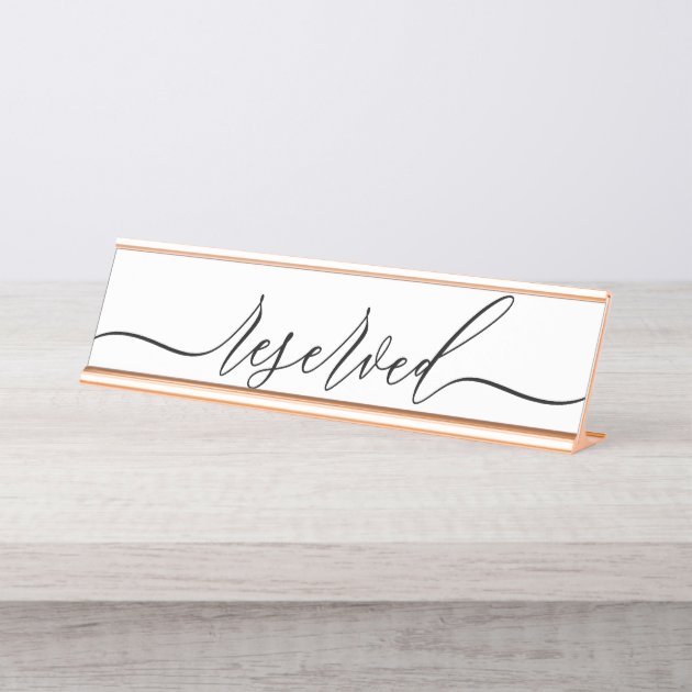 Simple Minimalist Script Table Reserved Desk Name Plate