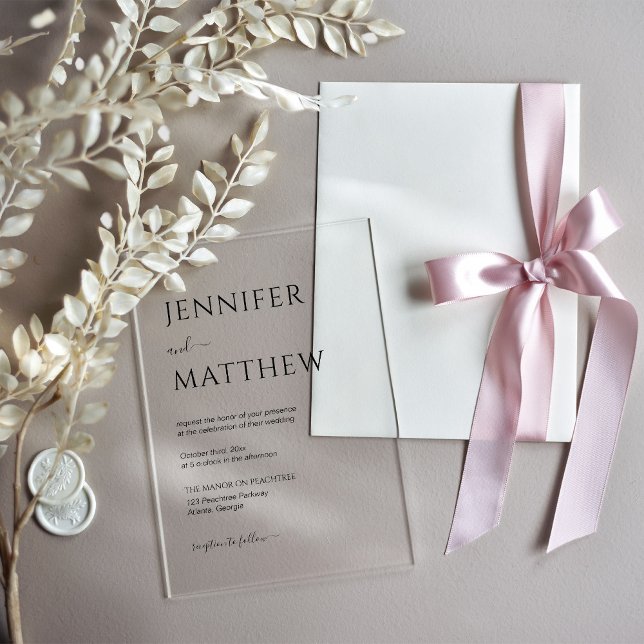 Simple Minimalist Script Transparent Wedding Acrylic Invitations (Creator Uploaded)