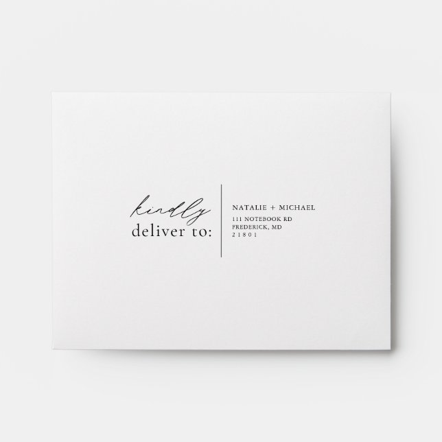Simple Minimalist Script Wedding Address Label Envelope (Front)