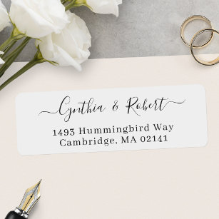 Simple Minimalist Script Wedding Return Address Label