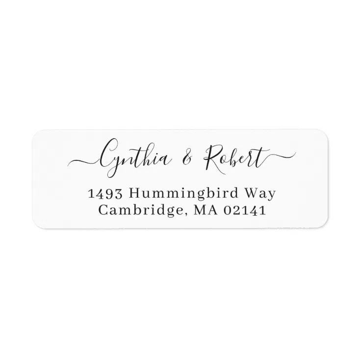 Simple Minimalist Script Wedding Return Address Label | Zazzle