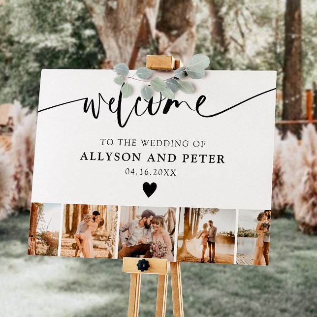 Simple minimalist script wedding welcome 5 photos foam board (Creator Uploaded)
