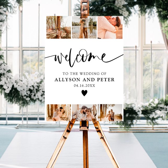 Simple minimalist script wedding welcome 6 photos foam board (Creator Uploaded)