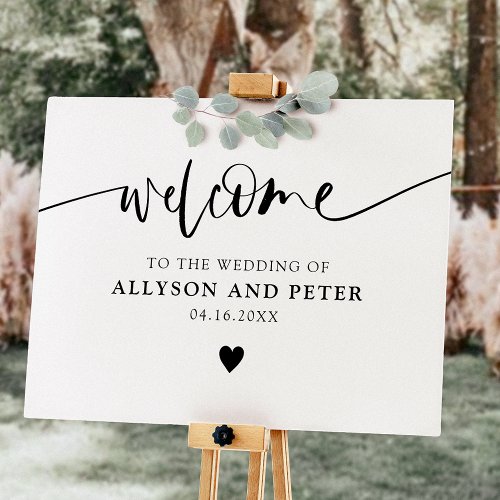 Simple minimalist script wedding welcome foam board
