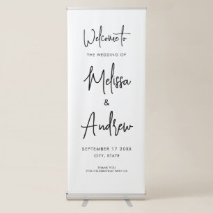 Simple Minimalist Script Wedding Welcome Retractable Banner