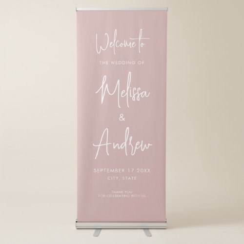 Simple Minimalist Script Wedding Welcome Retractable Banner