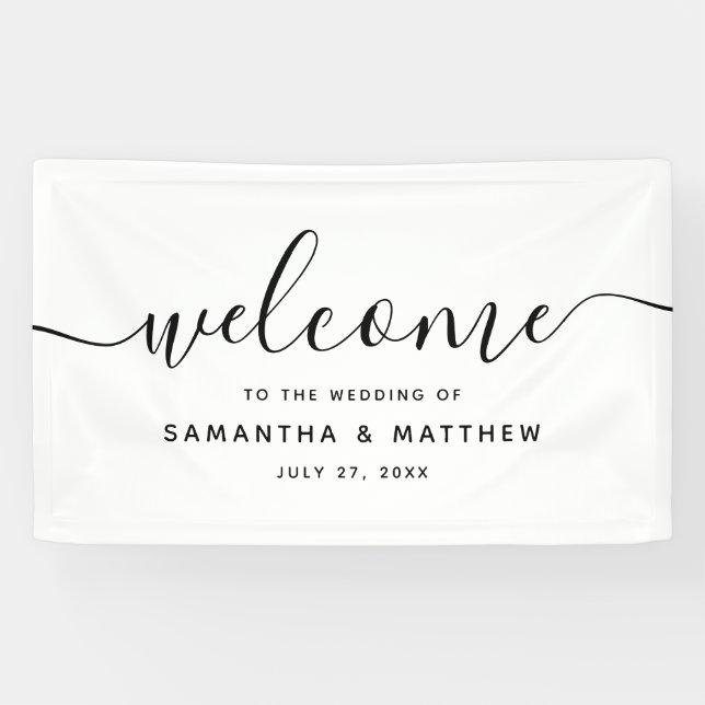 Simple Minimalist Script Welcome To The Wedding Banner (Horizontal)