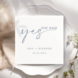 Simple Minimalist She Said Yes Engagement Party Napkins