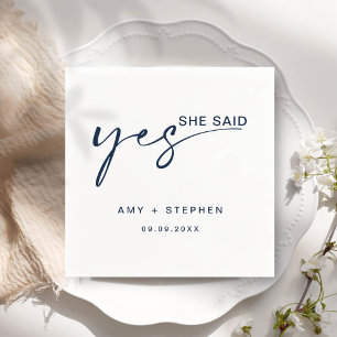 Simple Minimalist She Said Yes Engagement Party Napkins