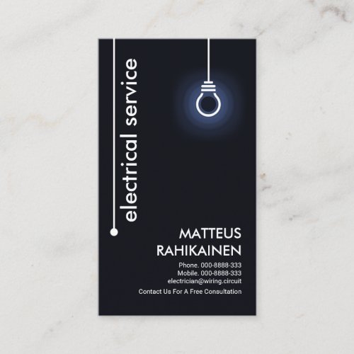 Simple Minimalist Shining Light Bulb Business Card