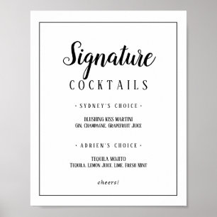 Simple Minimalist Signature Cocktails Frame Sign