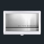 Simple Minimalist Silver Metallic Look Case For Business Cards<br><div class="desc">Simple Minimalist Silver Metallic Look - Personalized Elegant and Unique Business Card Holder. All text style, colors, sizes can be modified to fit your needs. This design is perfect for the Modern Corporate, Interior Designer, Home Stager, Lawyer, Consultant, Manager, Photographer, Accountant, Real Estate Agent, Computer Engineer and more. If you...</div>