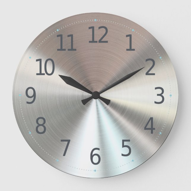 Simple Minimalist Silver Metallic | Wall Clock (Front)
