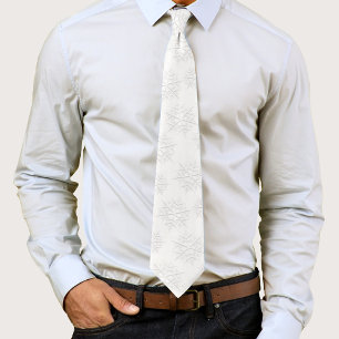 Simple Minimalist Silver Winter Snowflake Pattern Neck Tie