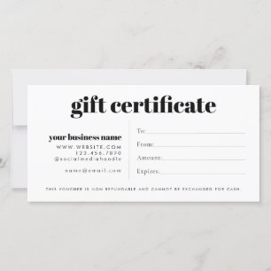 Simple Minimalist Small Business Gift Certificate