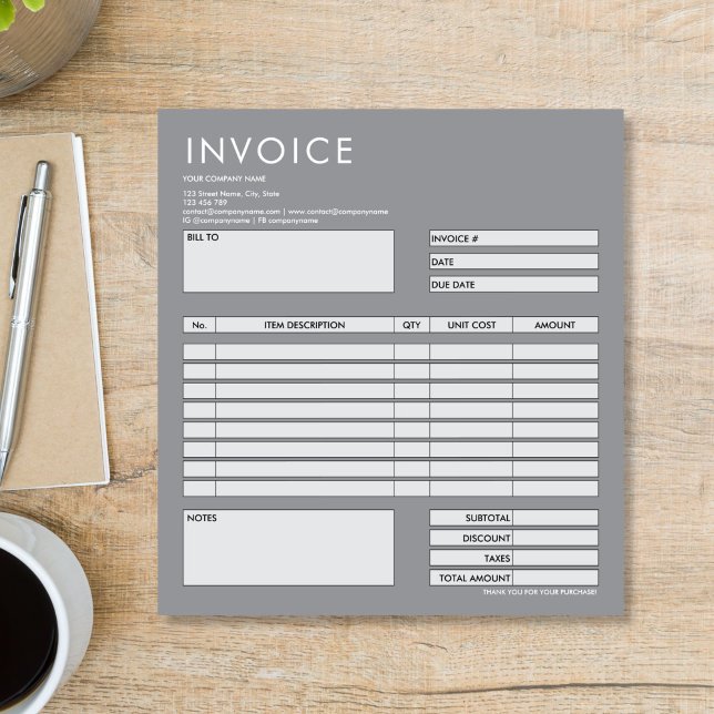 Simple Minimalist Small Invoice Form Business Logo Notepad (Simple Minimalist Small Invoice Form Business Logo Notepad)