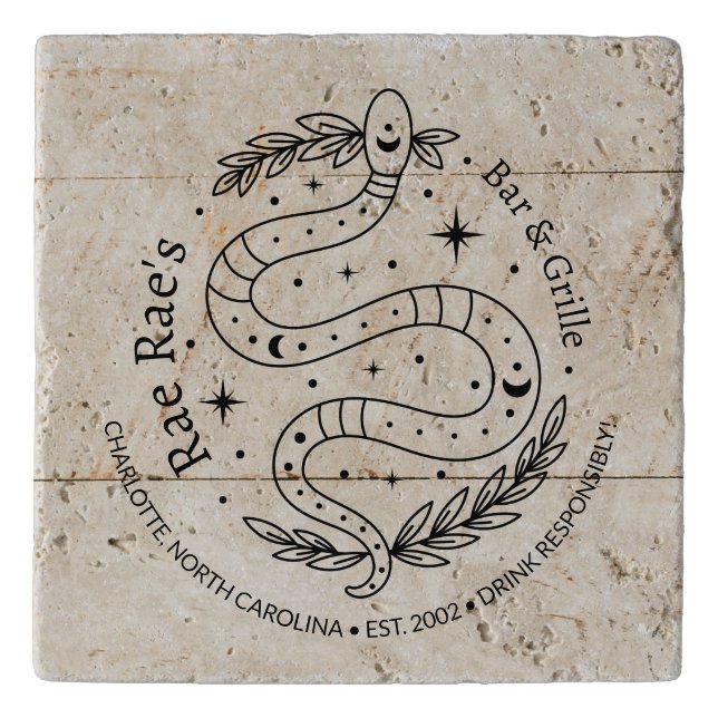 Simple Minimalist Snake Logo Trivet (Front)