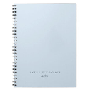 Simple Minimalist Soft Blue Personalized Name Notebook