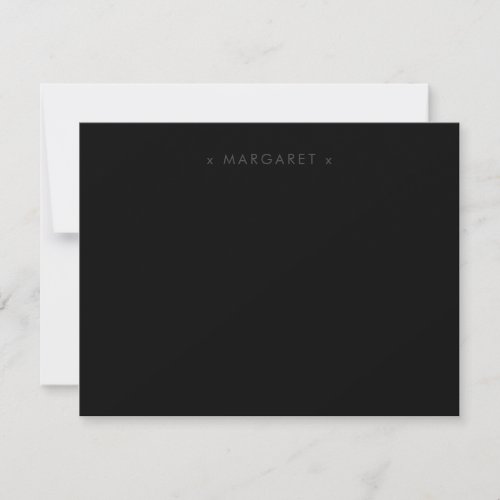 Simple Minimalist Solid Black Personalized Note Card