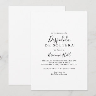 Simple Minimalist Spanish Bridal Shower Invitation
