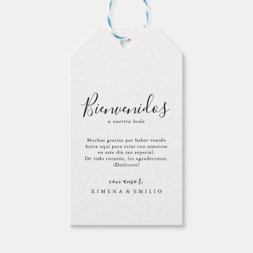 Simple Minimalist Spanish Wedding Welcome Gift Tags
