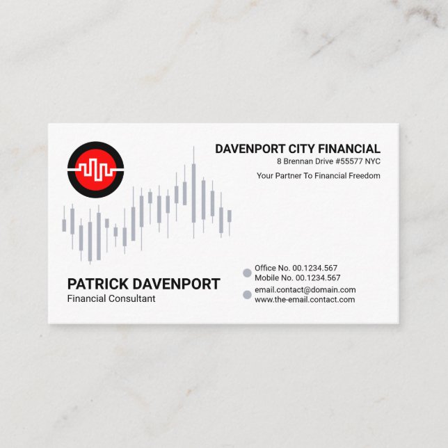 Simple Minimalist Stock Exchange Graph, Trader Business Card (Front)