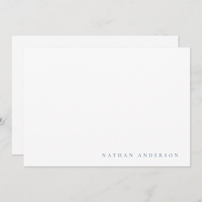 Simple Minimalist Stone Blue Correspondence   Note Card (Front/Back)