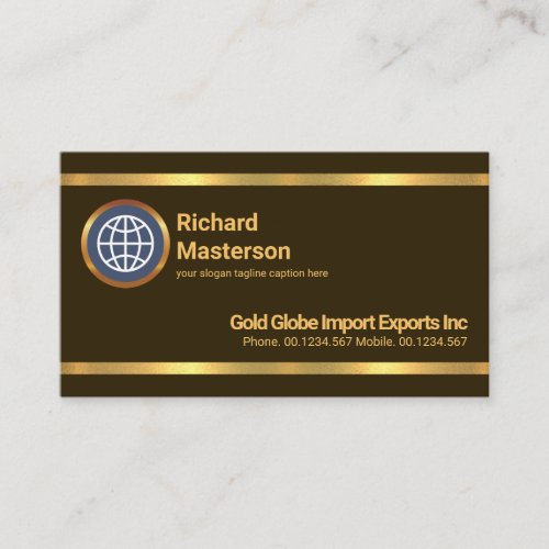 Simple Minimalist Striking Gold Line Import Export Business Card