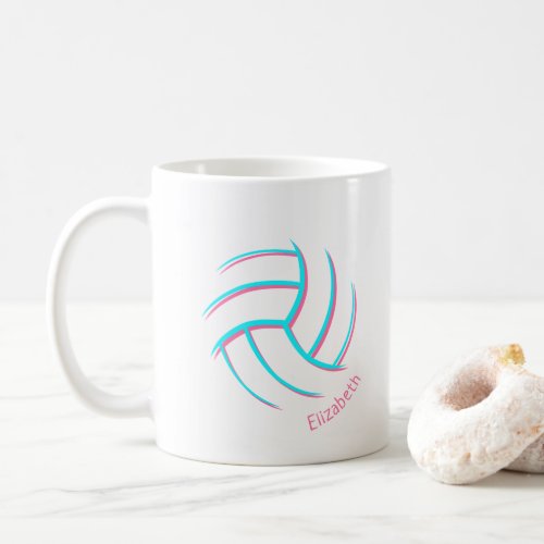 simple minimalist style custom girls volleyball coffee mug