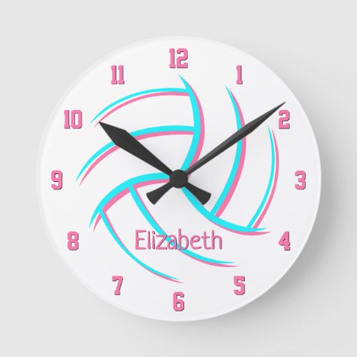 simple minimalist style custom girls volleyball round clock