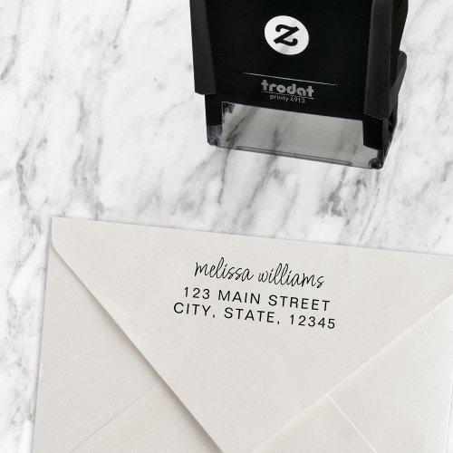 Simple Minimalist Stylish Script Wedding Address Self_inking Stamp