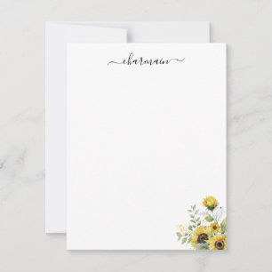 Simple Minimalist Sunflower Note Card