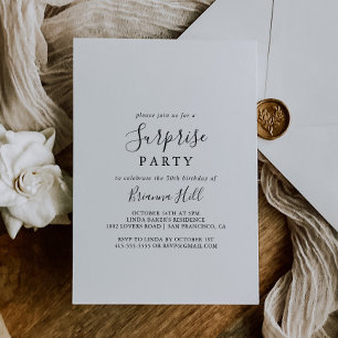 Simple Minimalist Surprise Party Invitation
