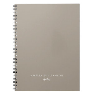 Simple Minimalist Taupe Brown Personalized Name Notebook