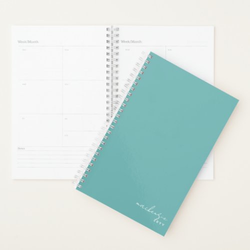 Simple Minimalist Teal Turquoise Personalized Planner