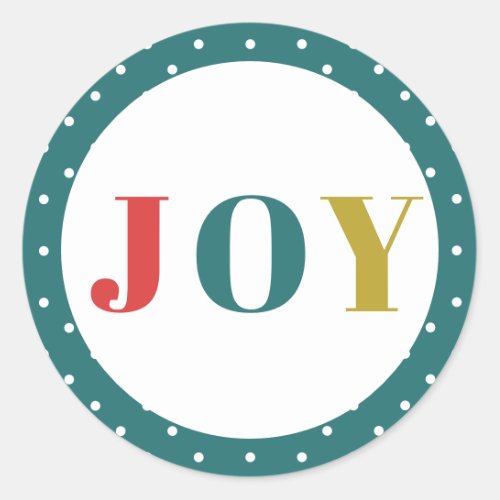 Simple Minimalist Technicolor Joy Holiday Classic Round Sticker